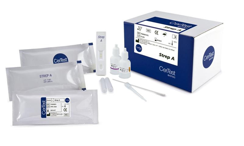 Тест-картка ЦерТест Стрептокок A (20 тестів з тампонами для відбору матеріалу + 2 флакони розчинника + ПК)